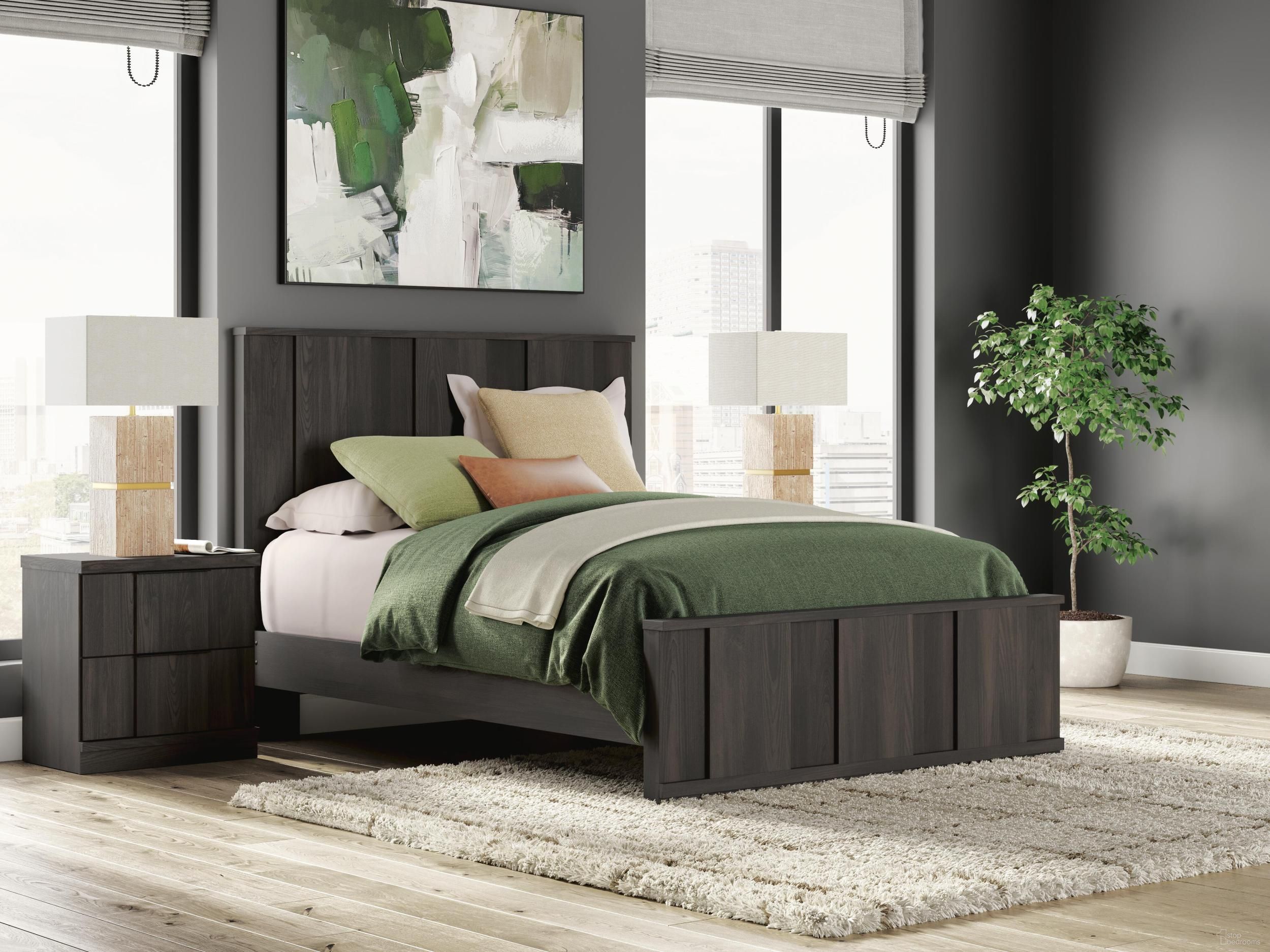 Agrander Queen Panel Platform Bed In Dark Brown