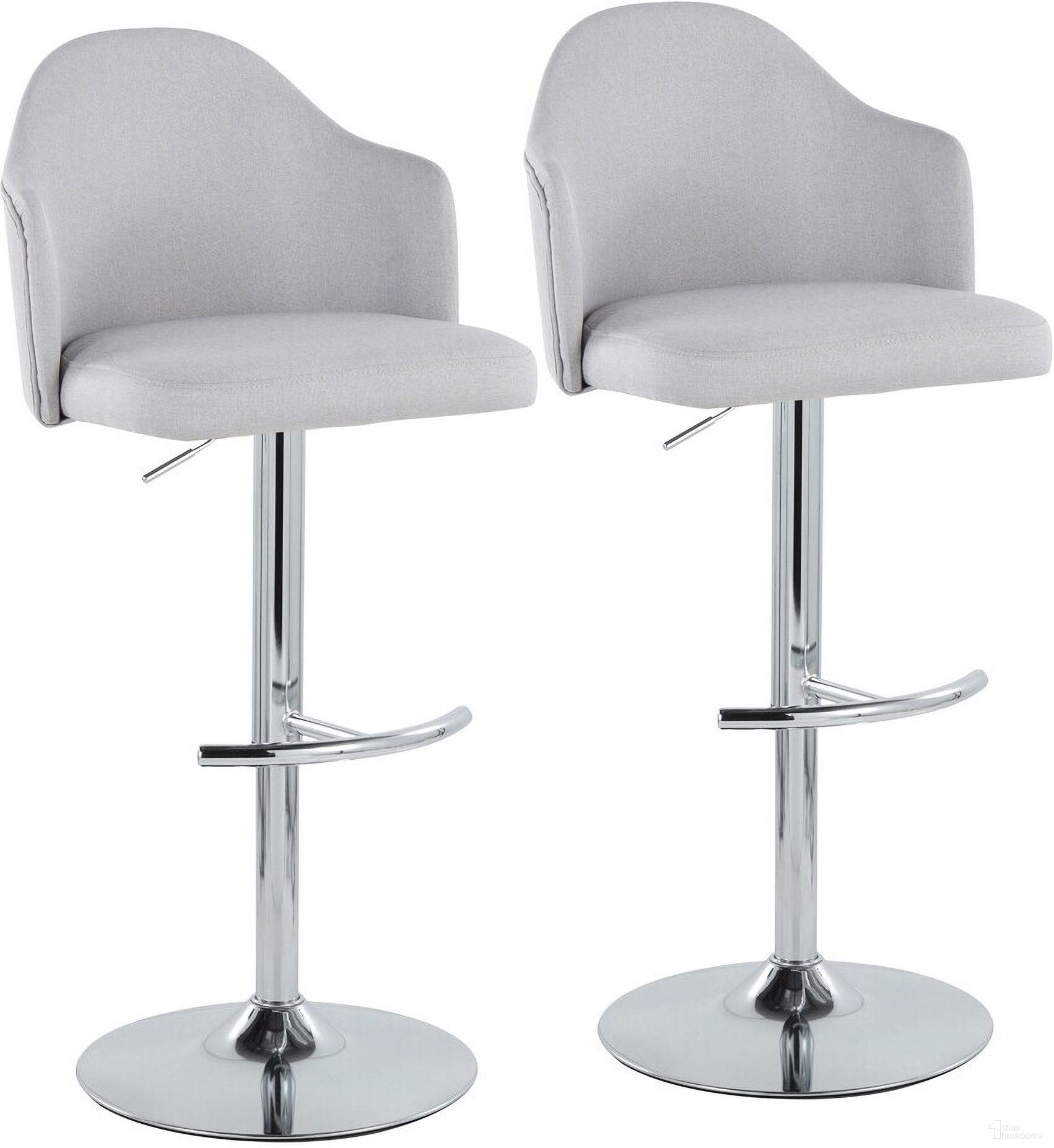 The appearance of Ahoy Adjustable Barstool Set of 2 In Light Grey designed by Lumisource in the modern / contemporary interior design. This light grey piece of furniture was selected by 1StopBedrooms from Ahoy Collection to add a touch of cosiness and style into your home. Sku: BS-AHOYUPFB-RT2 CHRLGY2. Material: Metal.