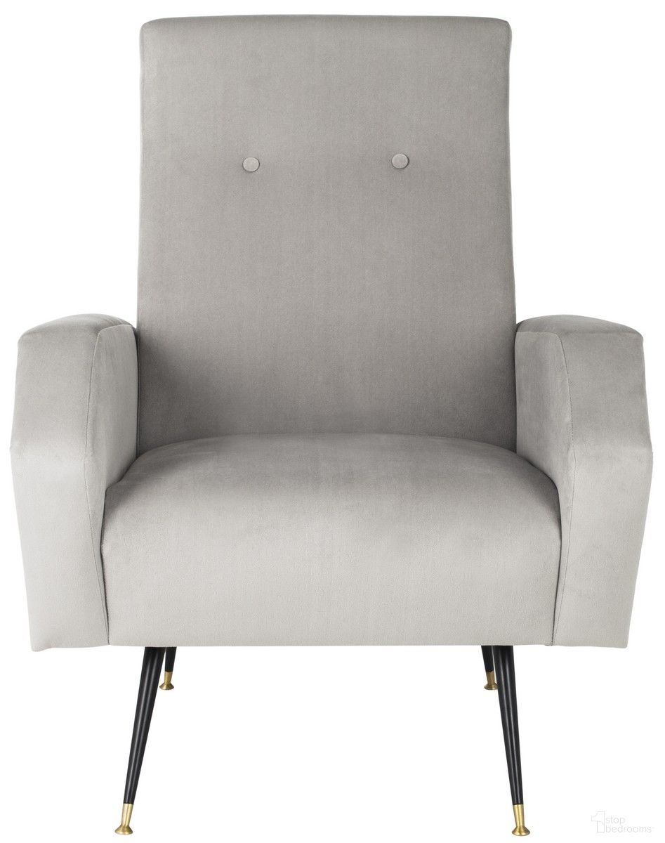 Aida Velvet Retro Mid Century Accent Chair in Grey