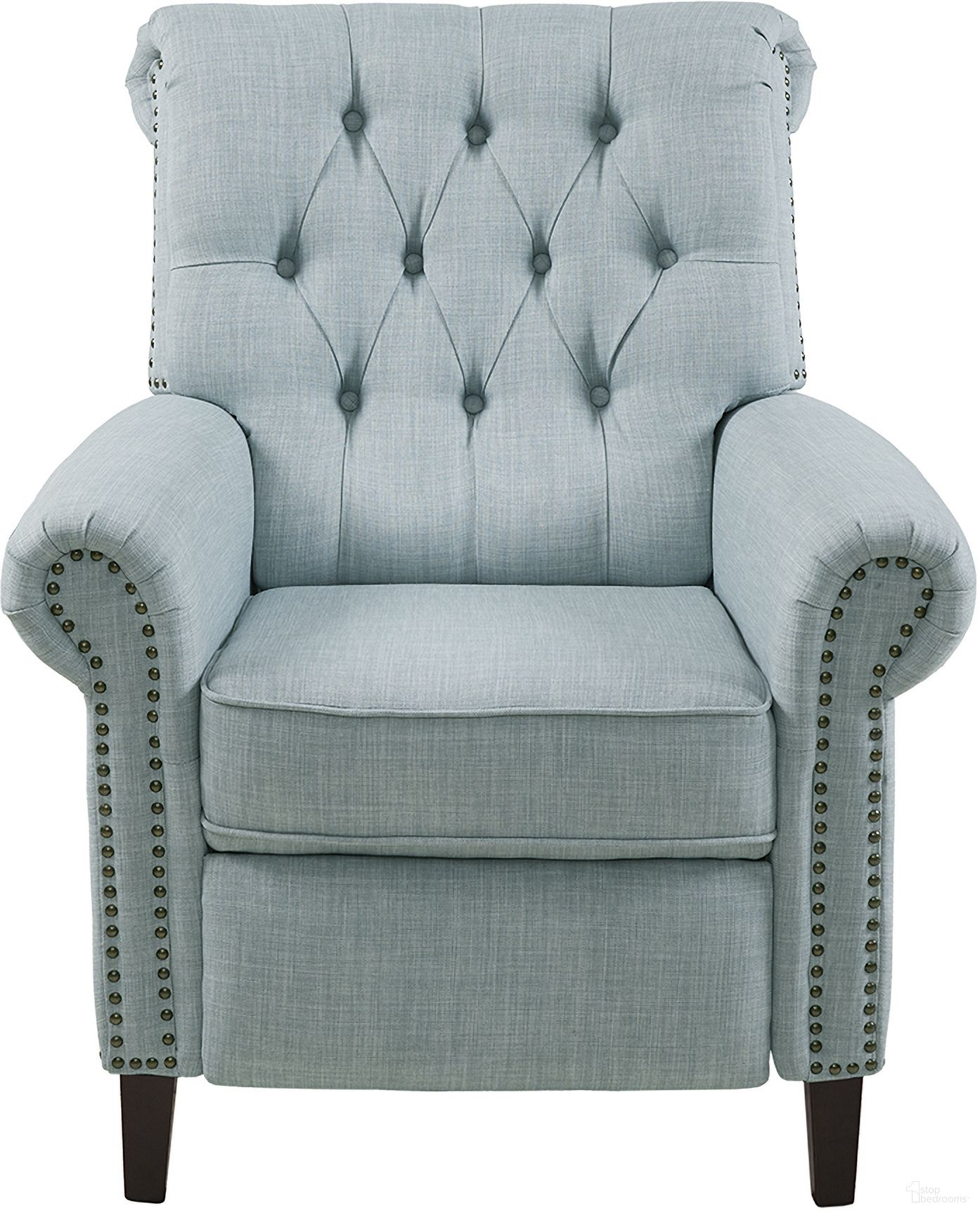 The appearance of Aidan Recliner In Light Blue designed by Olliix in the modern / contemporary interior design. This light blue piece of furniture was selected by 1StopBedrooms from Aidan Collection to add a touch of cosiness and style into your home. Sku: MP103-1269. Material: Polyester.