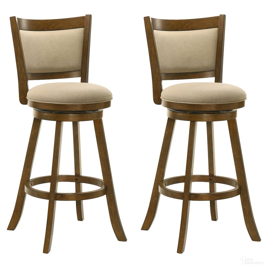 The appearance of Aiden Swivel Bar Height Bar Stool Set of 2 In Sepia Brown and Grey designed by Armen Living in the modern / contemporary interior design. This sepia brown and grey piece of furniture was selected by 1StopBedrooms from Aiden Collection to add a touch of cosiness and style into your home. Sku: LCAIBALSSB30;LCAIBALSSB30. Material: Polyester.