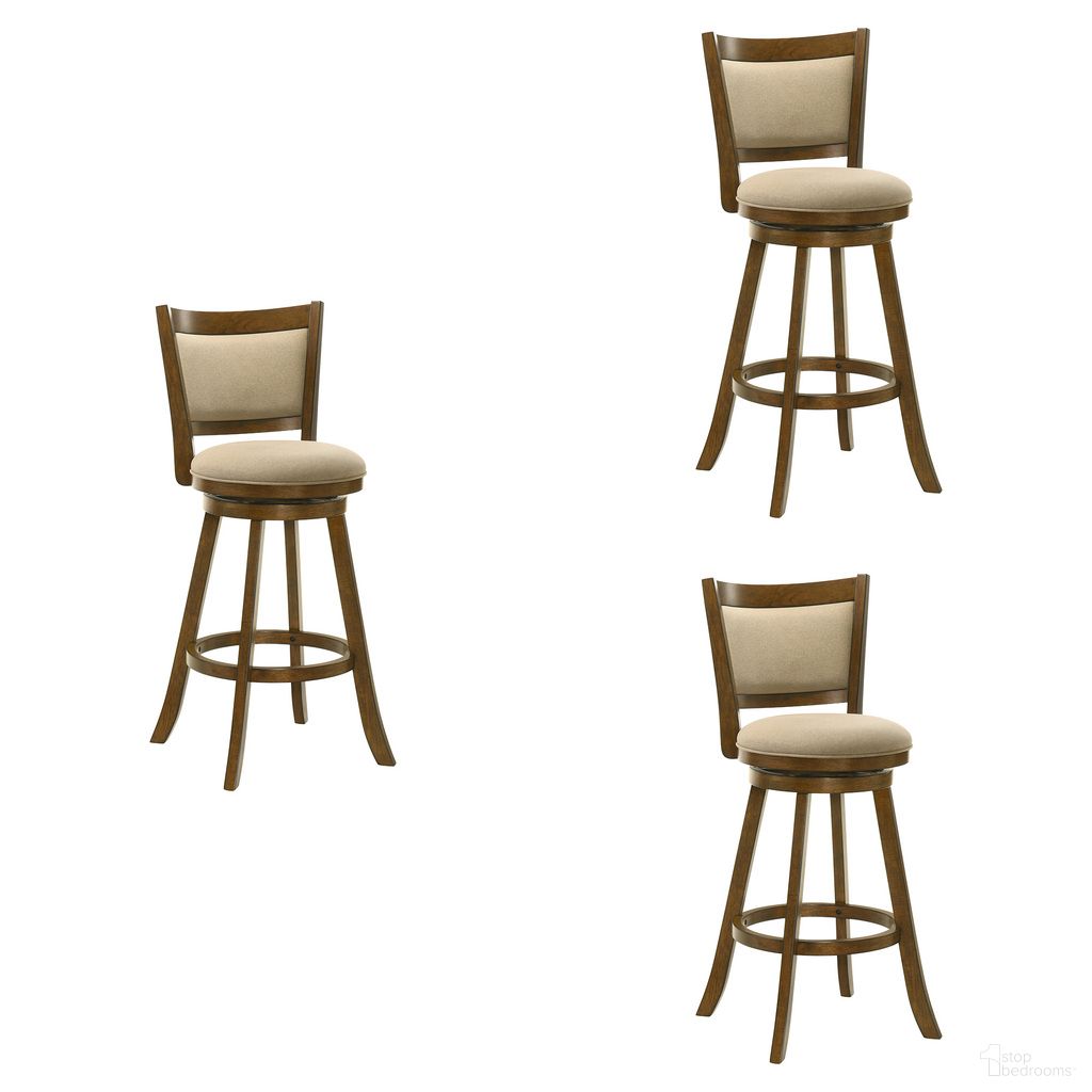The appearance of Aiden Swivel Bar Height Bar Stool Set of 3 In Sepia Brown and Grey designed by Armen Living in the modern / contemporary interior design. This sepia brown and grey piece of furniture  was selected by 1StopBedrooms from Aiden Collection to add a touch of cosiness and style into your home. Sku: LCAIBALSSB30;LCAIBALSSB30;LCAIBALSSB30. Material: Polyester.