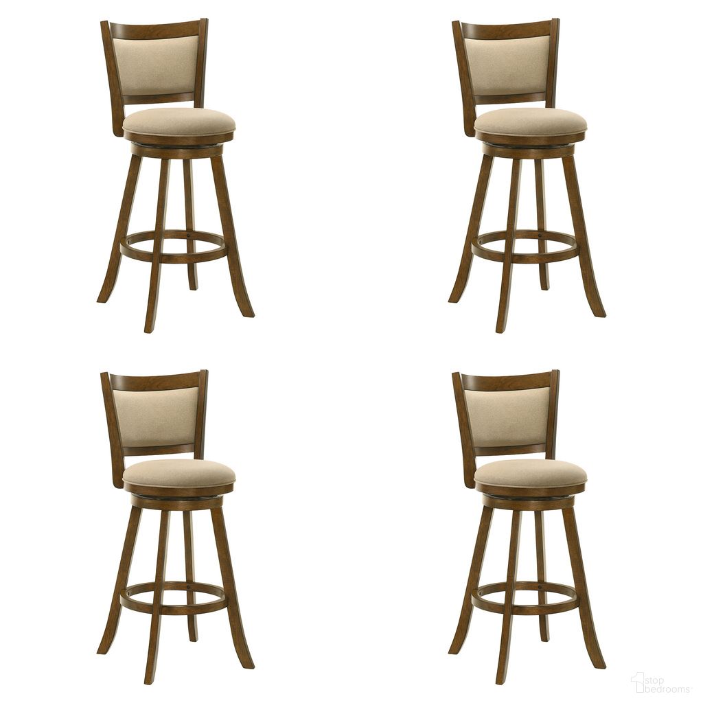The appearance of Aiden Swivel Bar Height Bar Stool Set of 4 In Sepia Brown and Grey designed by Armen Living in the modern / contemporary interior design. This sepia brown and grey piece of furniture was selected by 1StopBedrooms from Aiden Collection to add a touch of cosiness and style into your home. Sku: LCAIBALSSB30;LCAIBALSSB30;LCAIBALSSB30;LCAIBALSSB30. Material: Polyester.