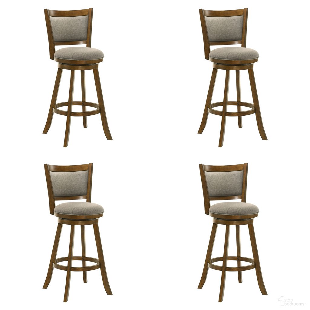 The appearance of Aiden Swivel Bar Height Bar Stool Set of 4 In Sepia Brown and Grey designed by Armen Living in the modern / contemporary interior design. This sepia brown and grey piece of furniture  was selected by 1StopBedrooms from Aiden Collection to add a touch of cosiness and style into your home. Sku: LCAIBASGSB30;LCAIBASGSB30;LCAIBASGSB30;LCAIBASGSB30. Material: Polyester.