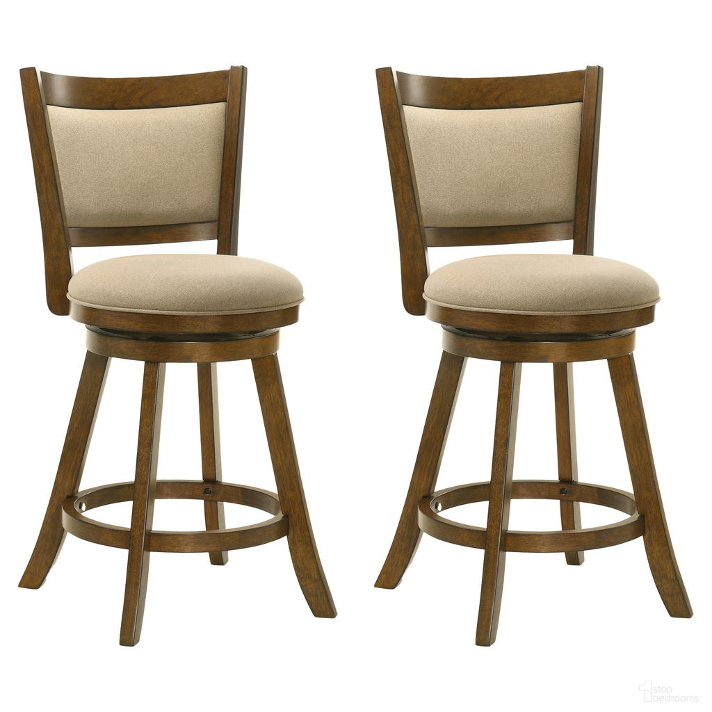 The appearance of Aiden Swivel Counter Height Bar Stool Set of 2 In Sepia Brown and Grey designed by Armen Living in the modern / contemporary interior design. This sepia brown and grey piece of furniture was selected by 1StopBedrooms from Aiden Collection to add a touch of cosiness and style into your home. Sku: LCAIBALSSB26;LCAIBALSSB26. Material: Polyester.