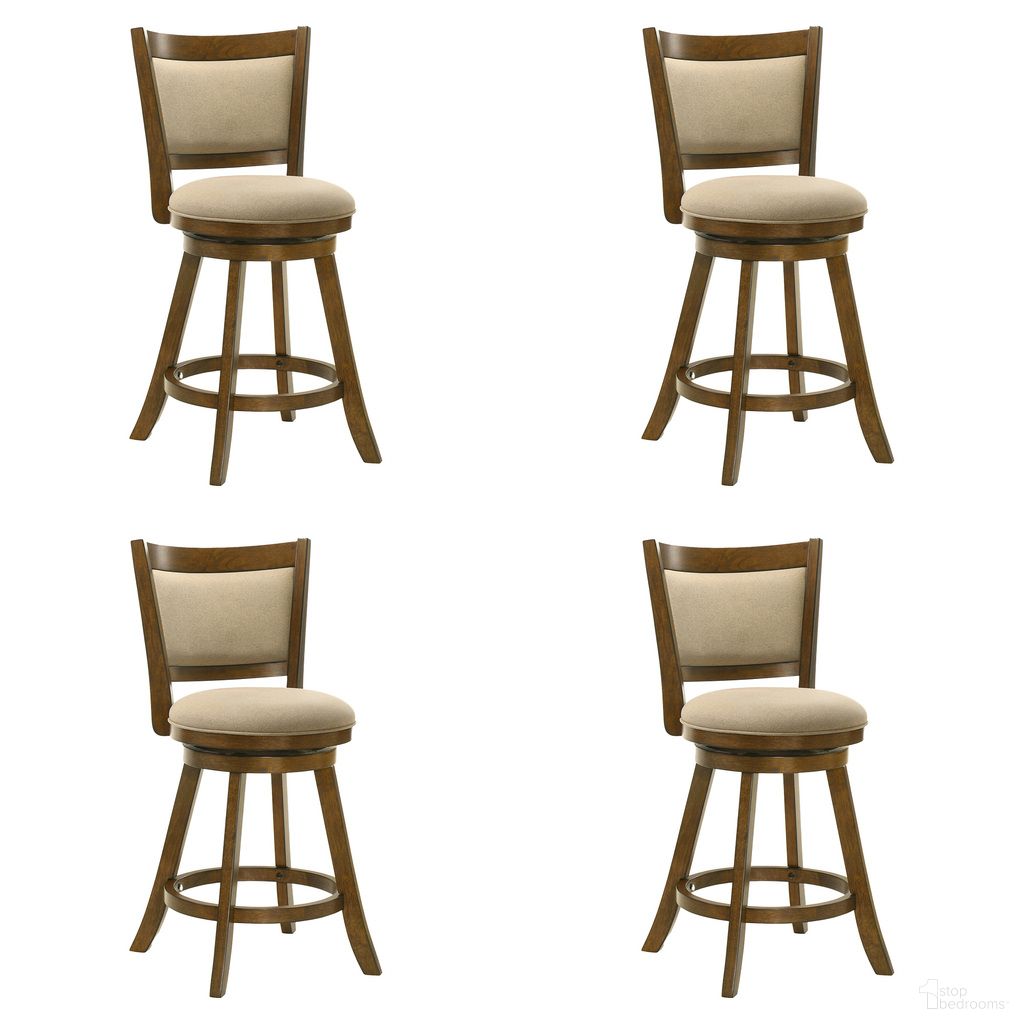 The appearance of Aiden Swivel Counter Height Bar Stool Set of 4 In Sepia Brown and Grey designed by Armen Living in the modern / contemporary interior design. This sepia brown and grey piece of furniture was selected by 1StopBedrooms from Aiden Collection to add a touch of cosiness and style into your home. Sku: LCAIBALSSB26;LCAIBALSSB26;LCAIBALSSB26;LCAIBALSSB26. Material: Polyester.