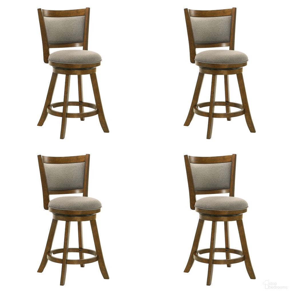 The appearance of Aiden Swivel Counter Height Bar Stool Set of 4 In Sepia Brown and Grey designed by Armen Living in the modern / contemporary interior design. This sepia brown and grey piece of furniture was selected by 1StopBedrooms from Aiden Collection to add a touch of cosiness and style into your home. Sku: LCAIBASGSB26;LCAIBASGSB26;LCAIBASGSB26;LCAIBASGSB26. Material: Polyester.