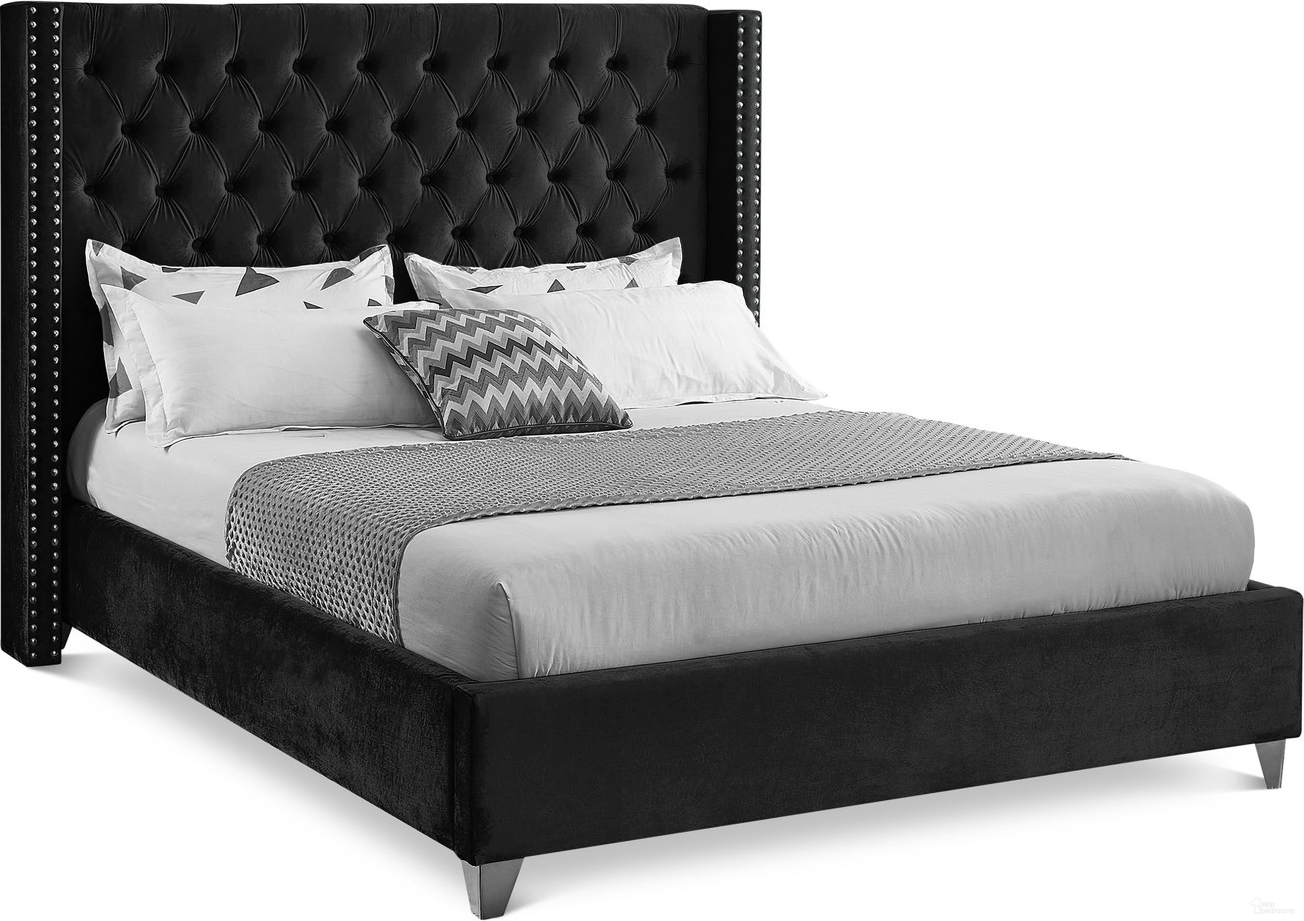 Aiden Velvet King Bed In Black