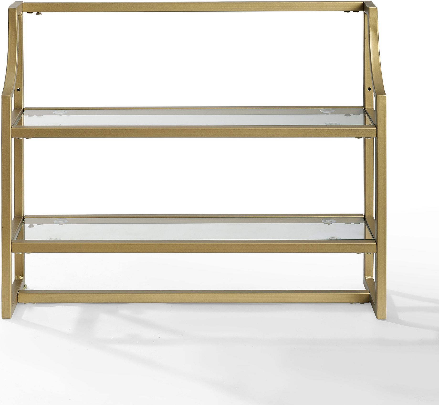 The appearance of Aimee Bathroom Shelf In Soft Gold designed by Crosley Brands in the modern / contemporary interior design. This soft gold piece of furniture  was selected by 1StopBedrooms from Aimee Collection to add a touch of cosiness and style into your home. Sku: CF6204-GL. Material: Steel.