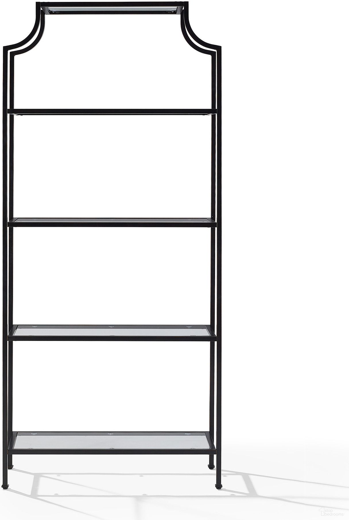 The appearance of Aimee Etagere Bookcase In Oil Rubbed Bronze designed by Crosley Brands in the modern / contemporary interior design. This oil rubbed bronze piece of furniture  was selected by 1StopBedrooms from Aimee Collection to add a touch of cosiness and style into your home. Sku: CF6101-BZ. Material: Steel.