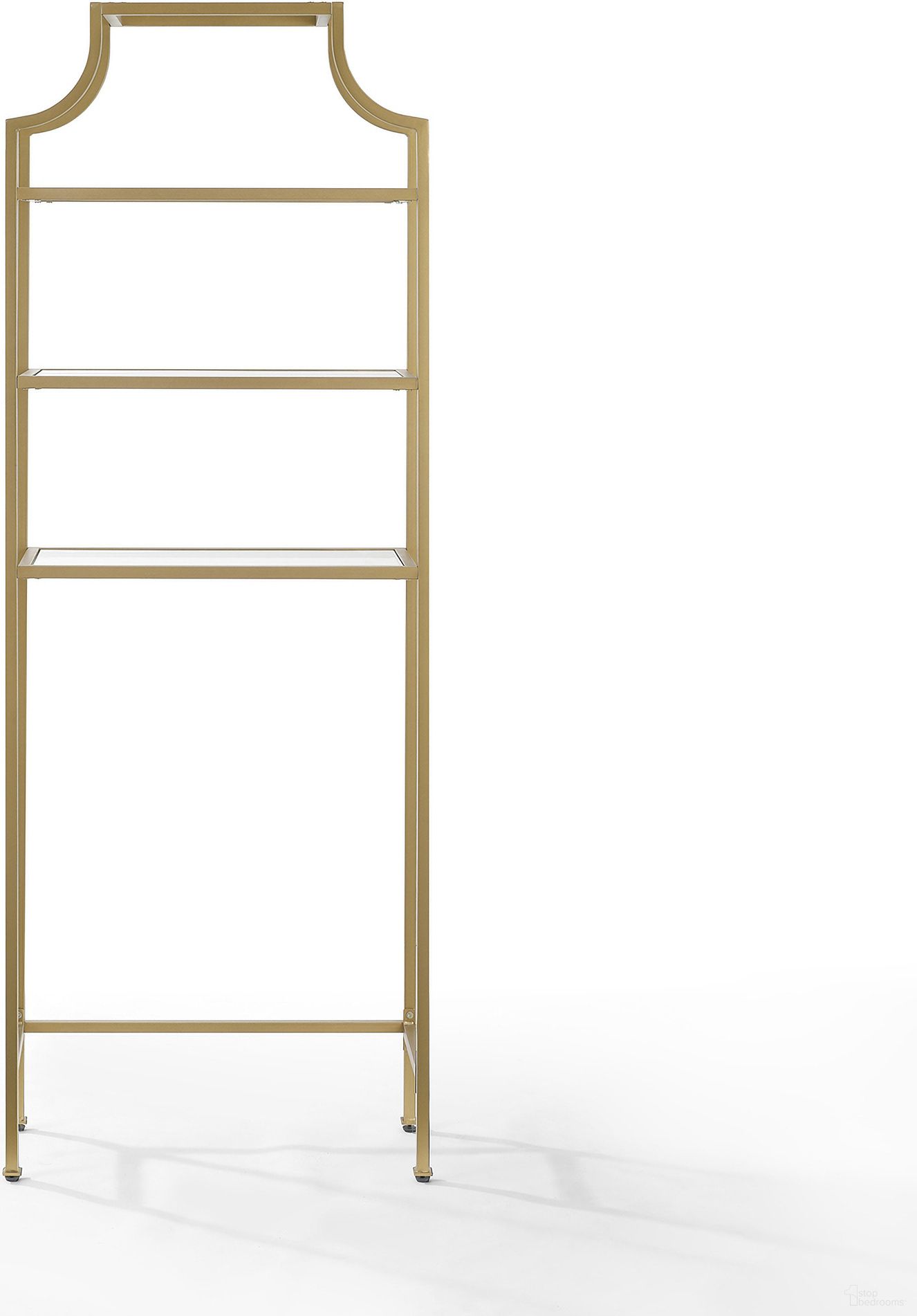 The appearance of Aimee Over The Toilet Storage In Soft Gold designed by Crosley Brands in the modern / contemporary interior design. This soft gold piece of furniture  was selected by 1StopBedrooms from Aimee Collection to add a touch of cosiness and style into your home. Sku: CF6202-GL. Material: Steel.