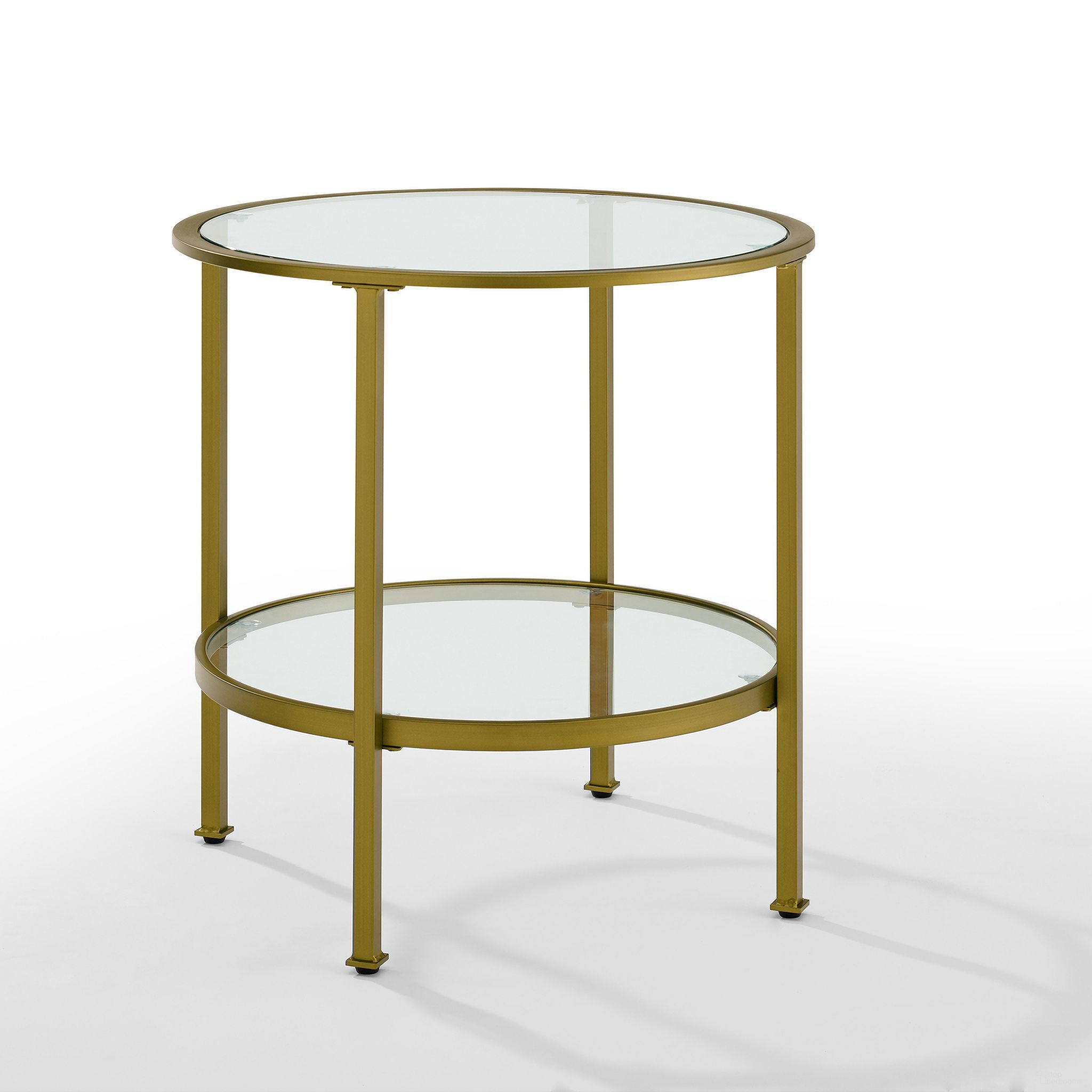 The appearance of Aimee Side Table In Soft Gold designed by Crosley Brands in the modern / contemporary interior design. This soft gold piece of furniture  was selected by 1StopBedrooms from Aimee Collection to add a touch of cosiness and style into your home. Sku: CF1309-GL. Material: Steel.