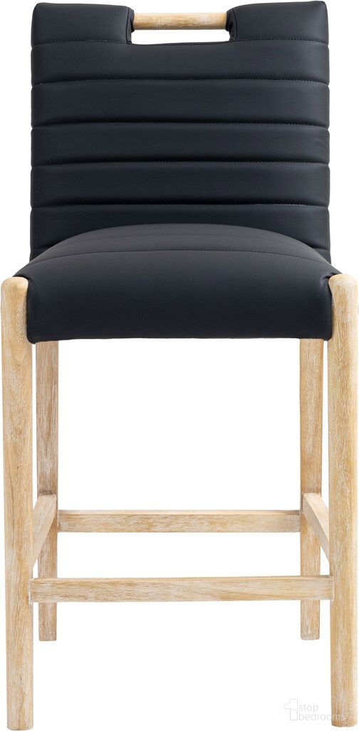The appearance of Aimee Vegan Leather Counter Stool In Black and Natural designed by Meridian in the modern / contemporary interior design. This black and natural piece of furniture was selected by 1StopBedrooms from Aimee Collection to add a touch of cosiness and style into your home. Sku: 11028Black-C. Material: Vegan Leather.