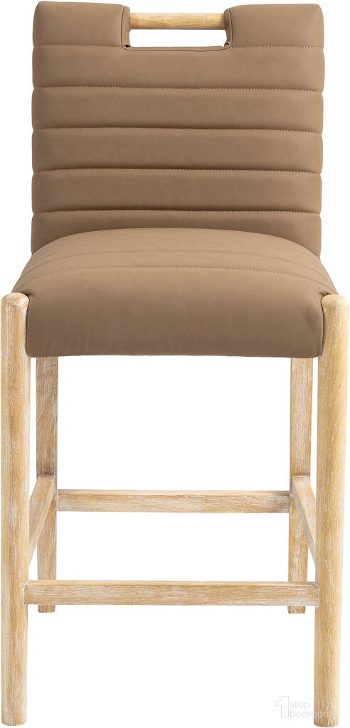 Aimee Vegan Leather Counter Stool In Brown and Natural
