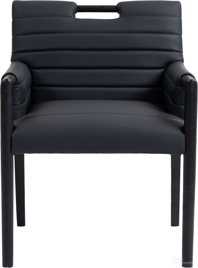 Aimee Vegan Leather Dining Arm Chair In Black