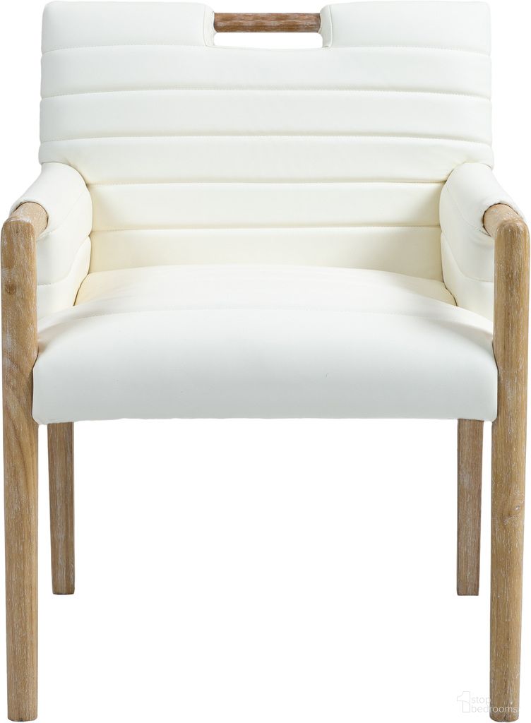 Aimee Vegan Leather Dining Arm Chair In Natural and Cream