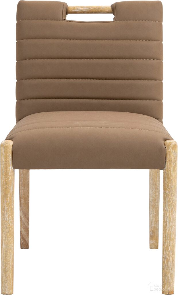 Aimee Vegan Leather Dining Side Chair Set of 2 In Brown and Natural