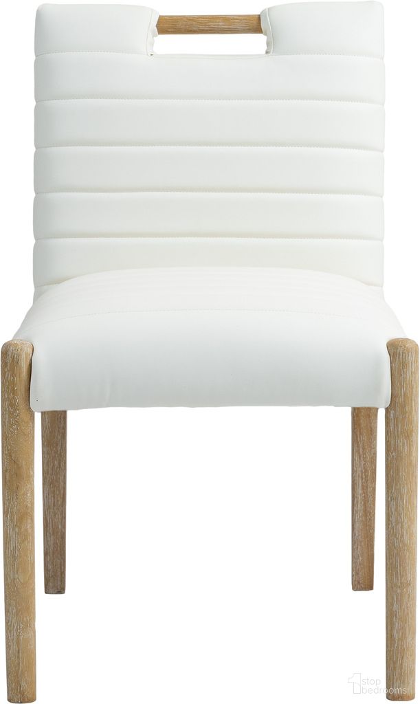 Aimee Vegan Leather Dining Side Chair Set of 2 In Natural and Cream