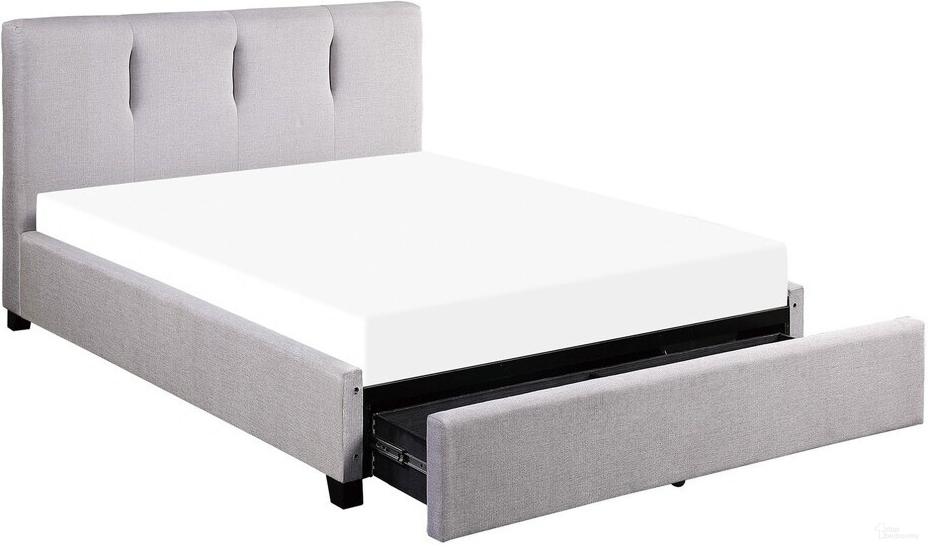 The appearance of Aitana Full Platform Bed with Storage Drawer In Gray designed by Homelegance in the modern / contemporary interior design. This gray piece of furniture was selected by 1StopBedrooms from Aitana Collection to add a touch of cosiness and style into your home. Sku: 1632F-1;1632F-2;1632F-3;1632F-2DW. Bed Type: Platform Bed. Bed Size: Full. Material: Textured.