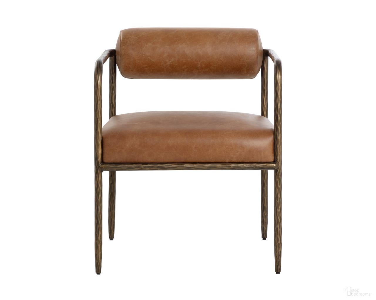Ajani Dining Armchair In Tan Leather