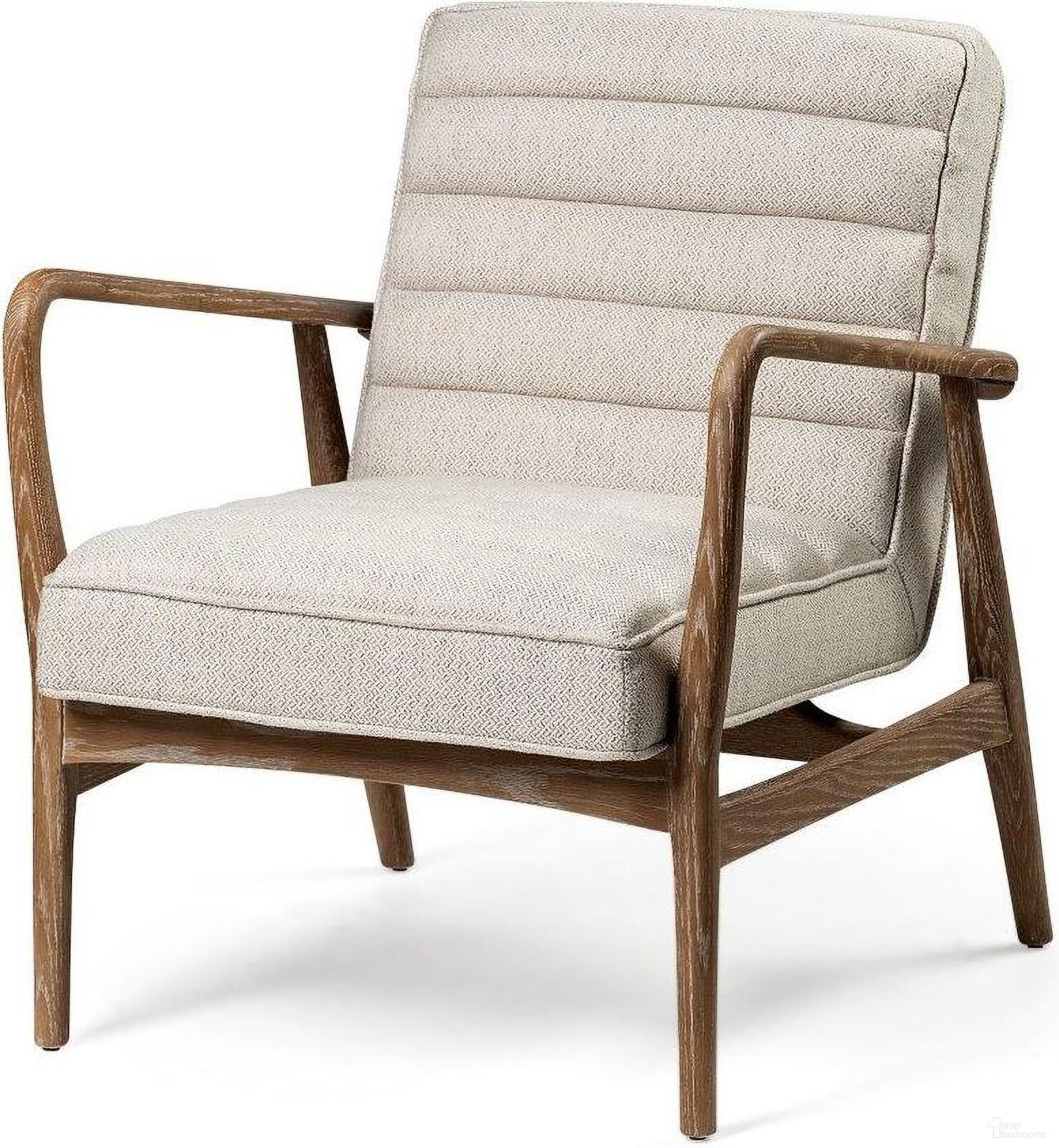 The appearance of Ajax Ii Cream Fabric With Brown Wooden Frame Accent Chair designed by Mercana in the modern / contemporary interior design. This brown and cream piece of furniture  was selected by 1StopBedrooms from Ajax Collection to add a touch of cosiness and style into your home. Sku: 68705. Material: Wood.