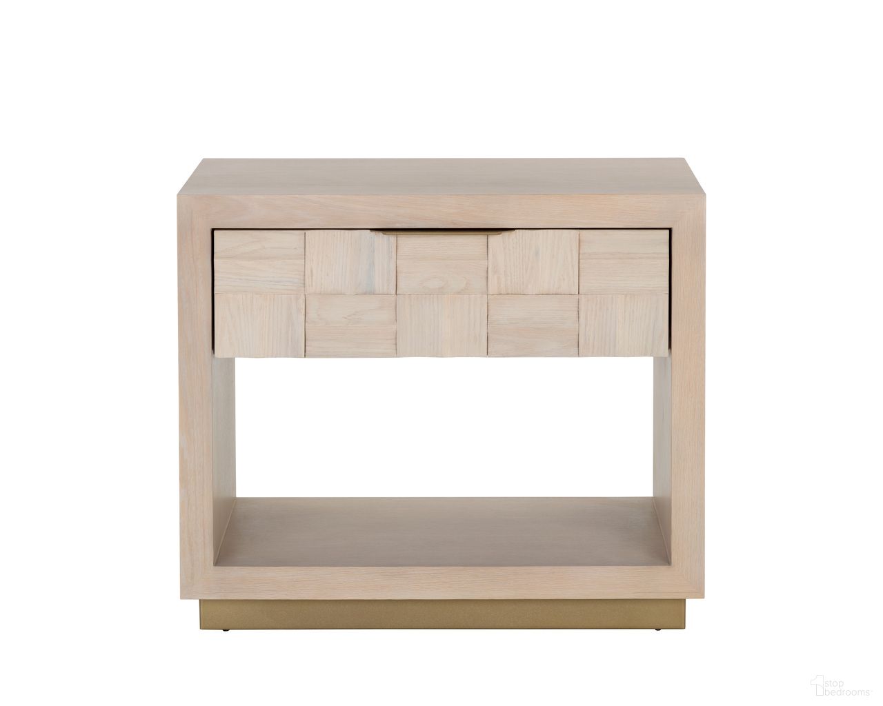 Akava Nightstand In Light Wash and Champagne Gold