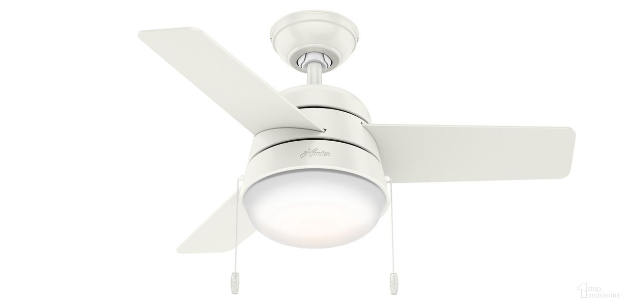 Aker 36 Inch Ceiling Fan with LED Light Kit and Pull Chain In Fresh White