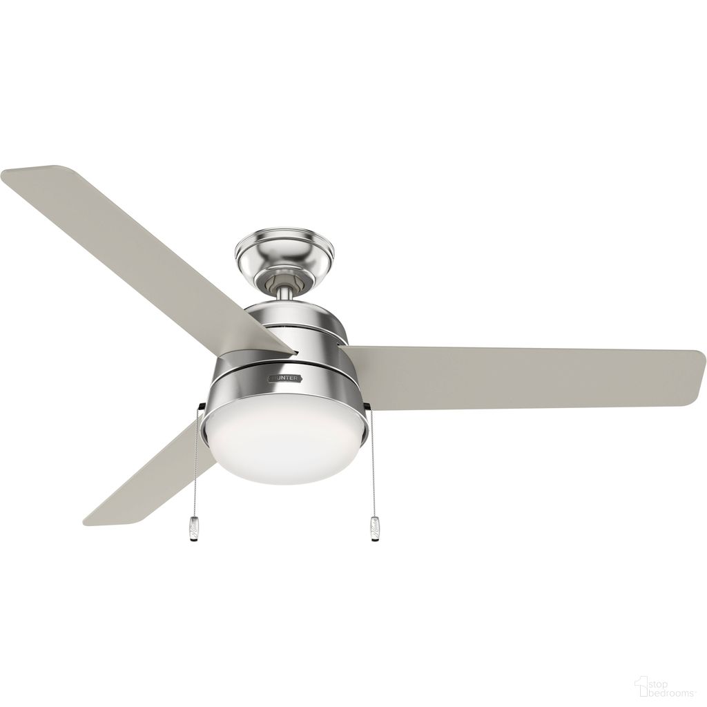 Aker 52 Inch Ceiling Fan with LED Light Kit and Pull Chain In Brushed Nickel and Matte Nickel