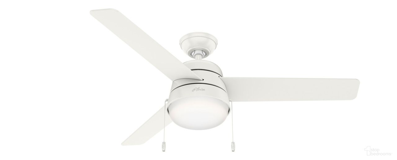Aker 52 Inch Ceiling Fan with LED Light Kit and Pull Chain In Fresh White