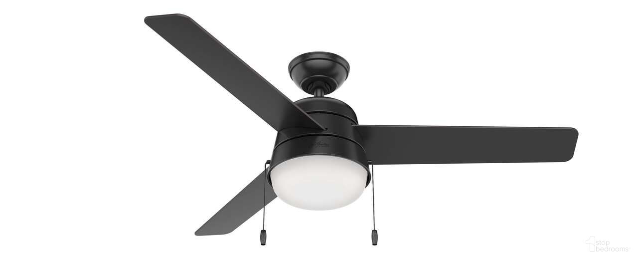 Aker 52 Inch Damp Rated Ceiling Fan with LED Light Kit and Pull Chain In Matte Black