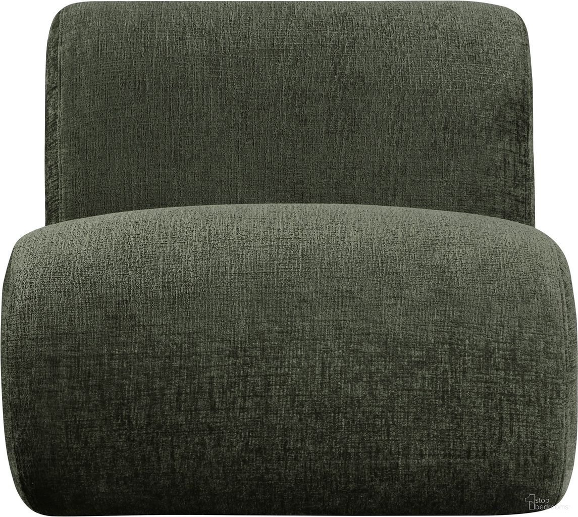 Akira Fabric Upholstered Accent Chair In Green and Brown Walnut
