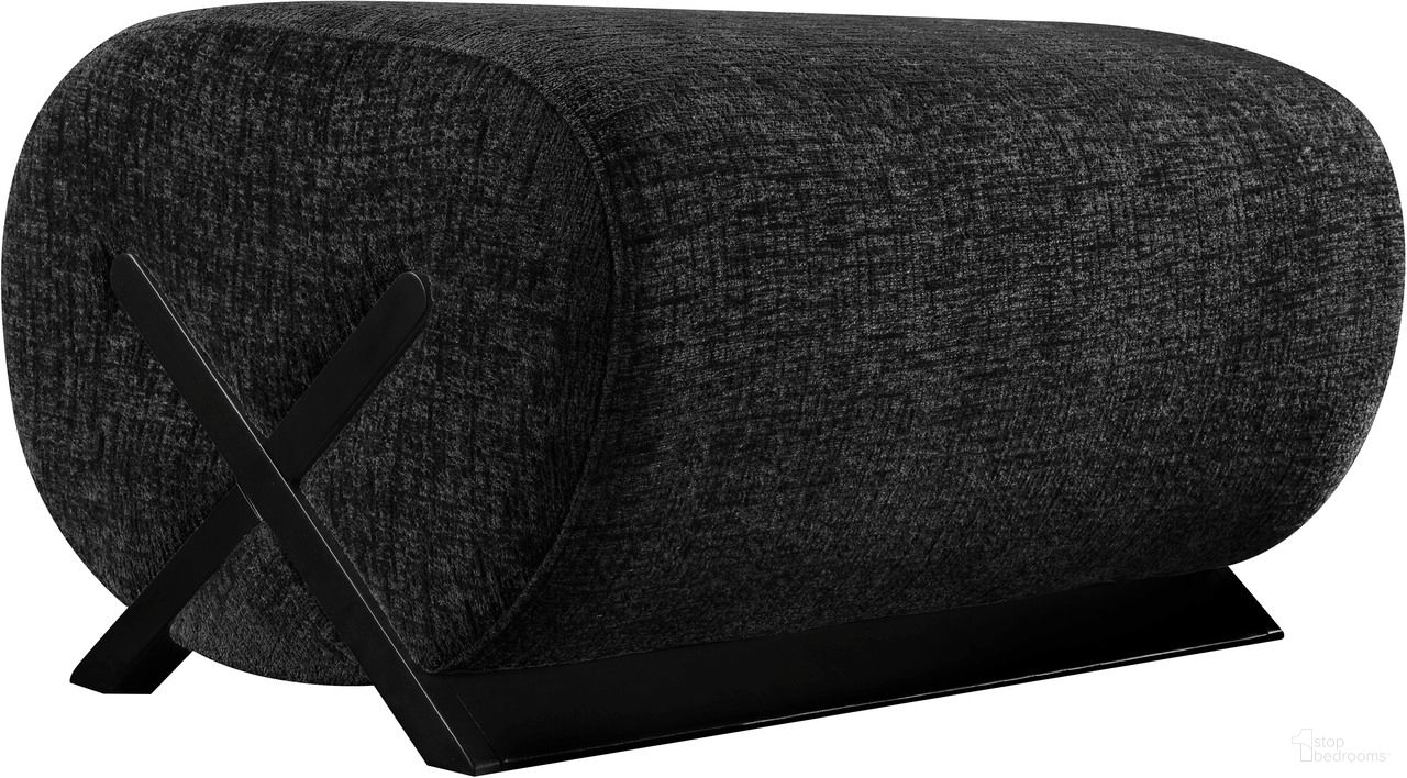 Akira Fabric Upholstered Ottoman In Black