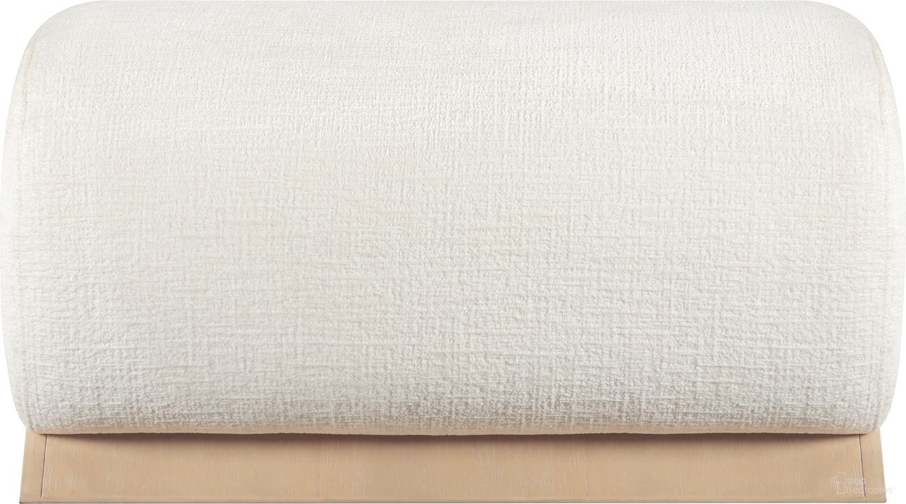 Akira Fabric Upholstered Ottoman In Cream and Natural