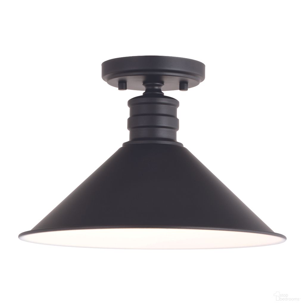 The appearance of Akron 12 Inch 1 Light Semi-Flush Mount In Oil Rubbed Bronze and Matte White designed by Vaxcel in the country / farmhouse interior design. This oil rubbed bronze/matte white piece of furniture  was selected by 1StopBedrooms from Akron Collection to add a touch of cosiness and style into your home. Sku: C0257. Material: Steel.