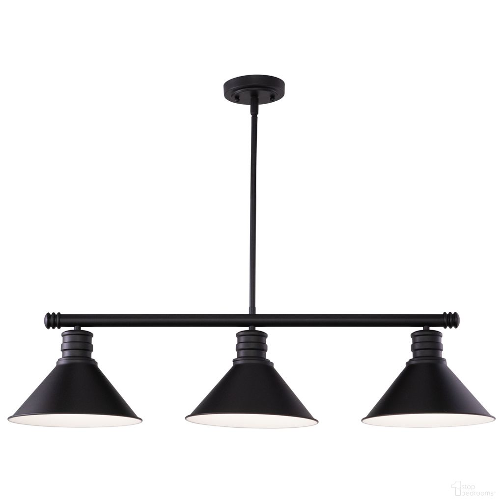 The appearance of Akron 35.75 Inch 3 Light Linear Chandelier and Matte White In Oil Rubbed Bronze designed by Vaxcel in the country / farmhouse interior design. This oil rubbed bronze piece of furniture  was selected by 1StopBedrooms from Akron Collection to add a touch of cosiness and style into your home. Sku: H0269. Material: Steel.