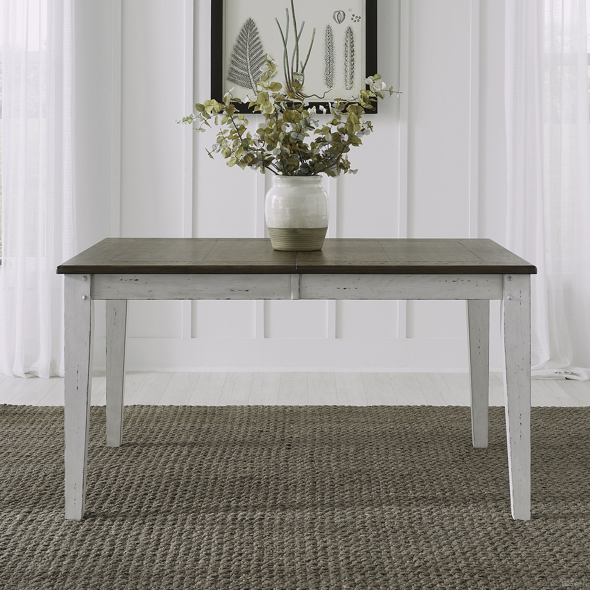 The appearance of Al Fresco Rectangular Leg Table In Graphite and White designed by Liberty in the transitional interior design. This graphite/white piece of furniture was selected by 1StopBedrooms from Al Fresco Collection to add a touch of cosiness and style into your home. Sku: 741-T4074. Table Base Style: Legs. Table Top Shape: Rectangular. Size: 74" x 40". Material: Solid Rubberwood.