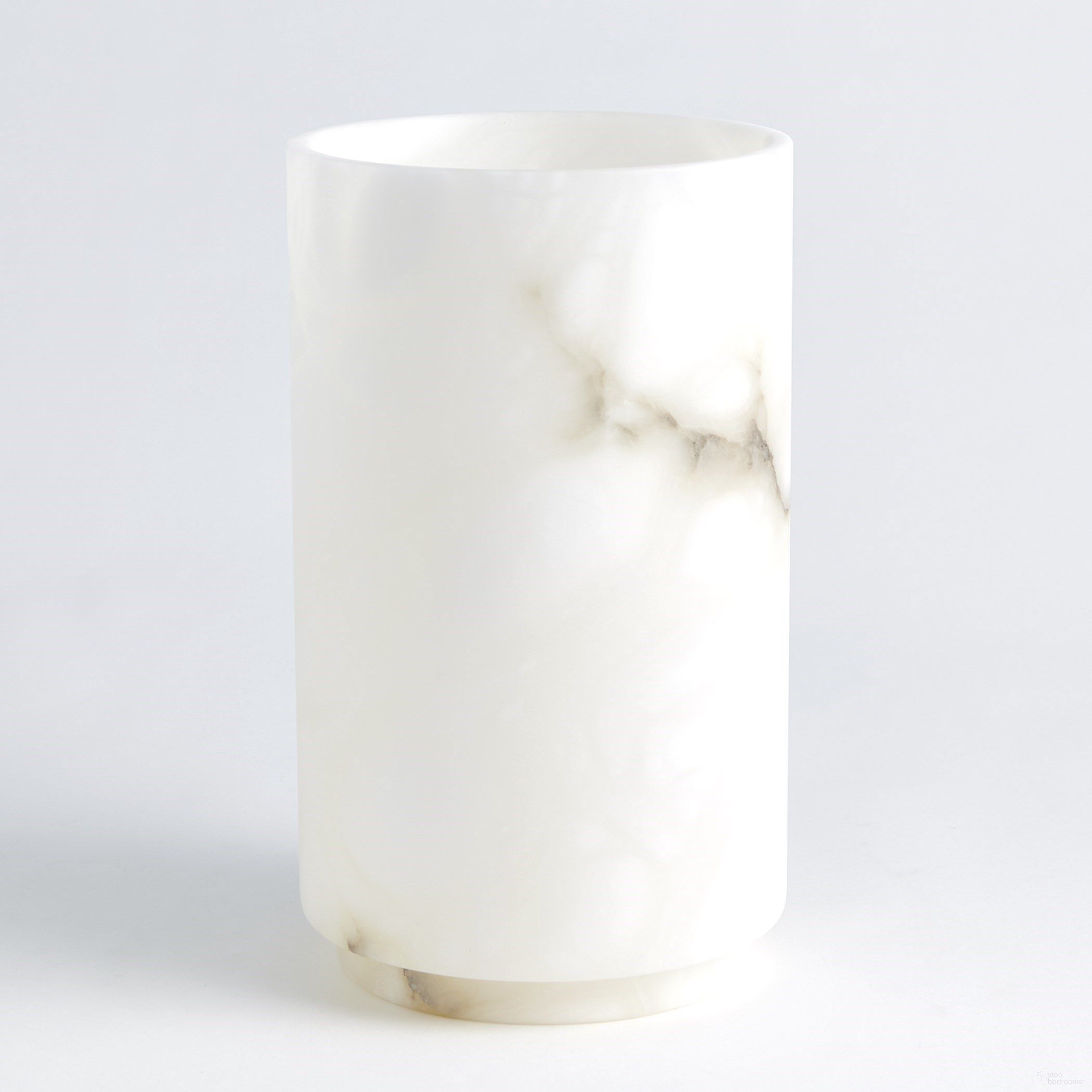 Alabaster Cylinder Large Vase In White