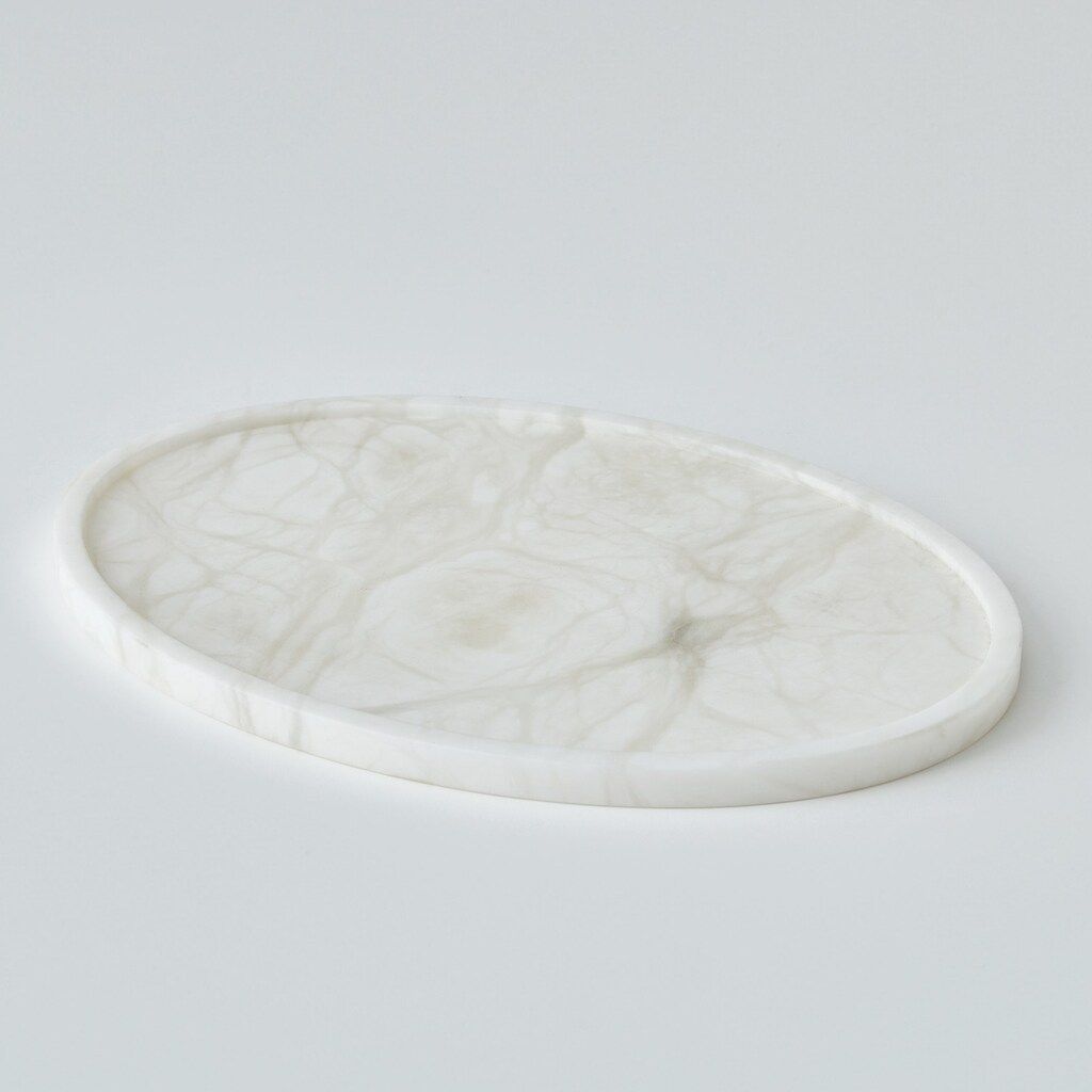 Alabaster Oval Tray In Brown