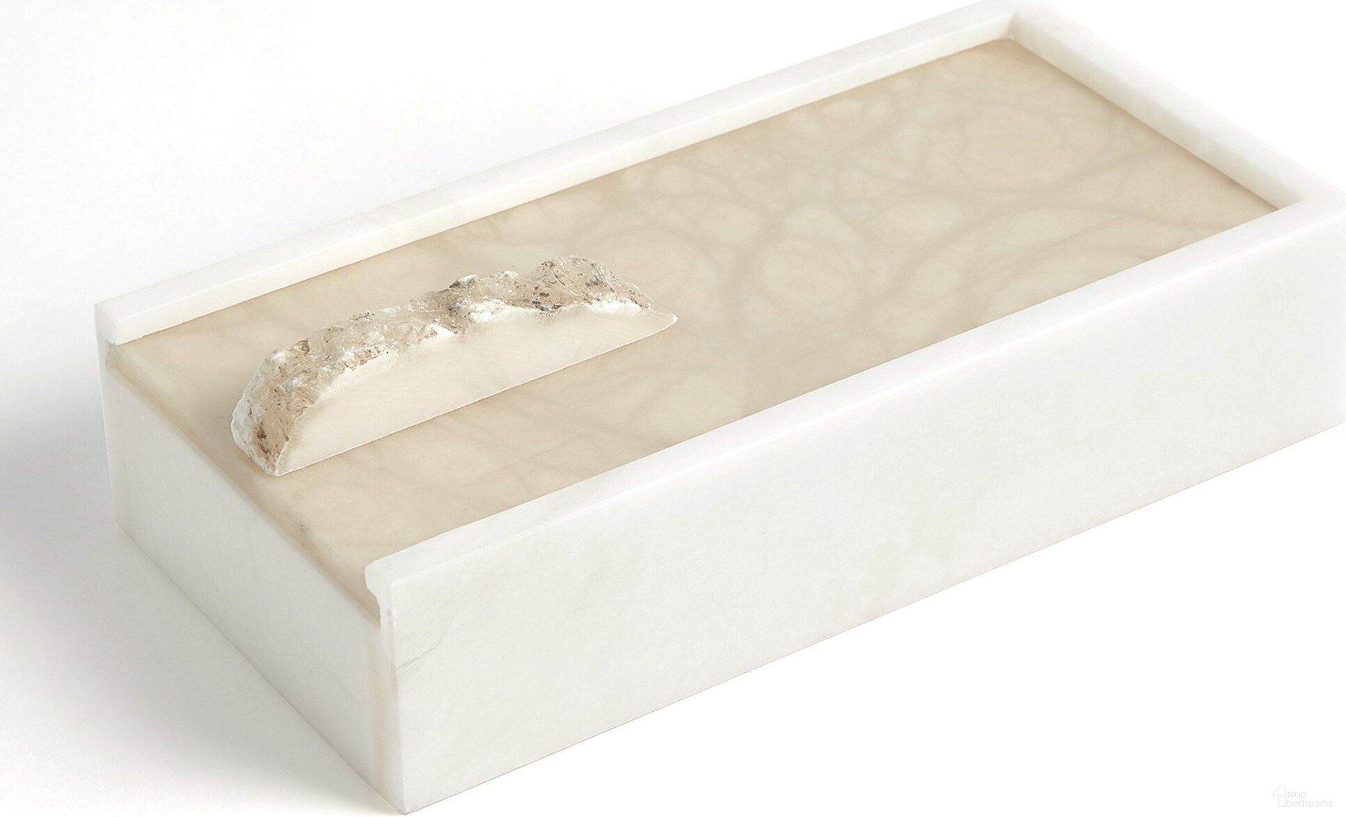 The appearance of Alabaster Rectangle Box With Rock Finial designed by Global Views in the modern / contemporary interior design. This white piece of furniture was selected by 1StopBedrooms from Alabaster Collection to add a touch of cosiness and style into your home. Sku: 730183. Material: Alabaster.