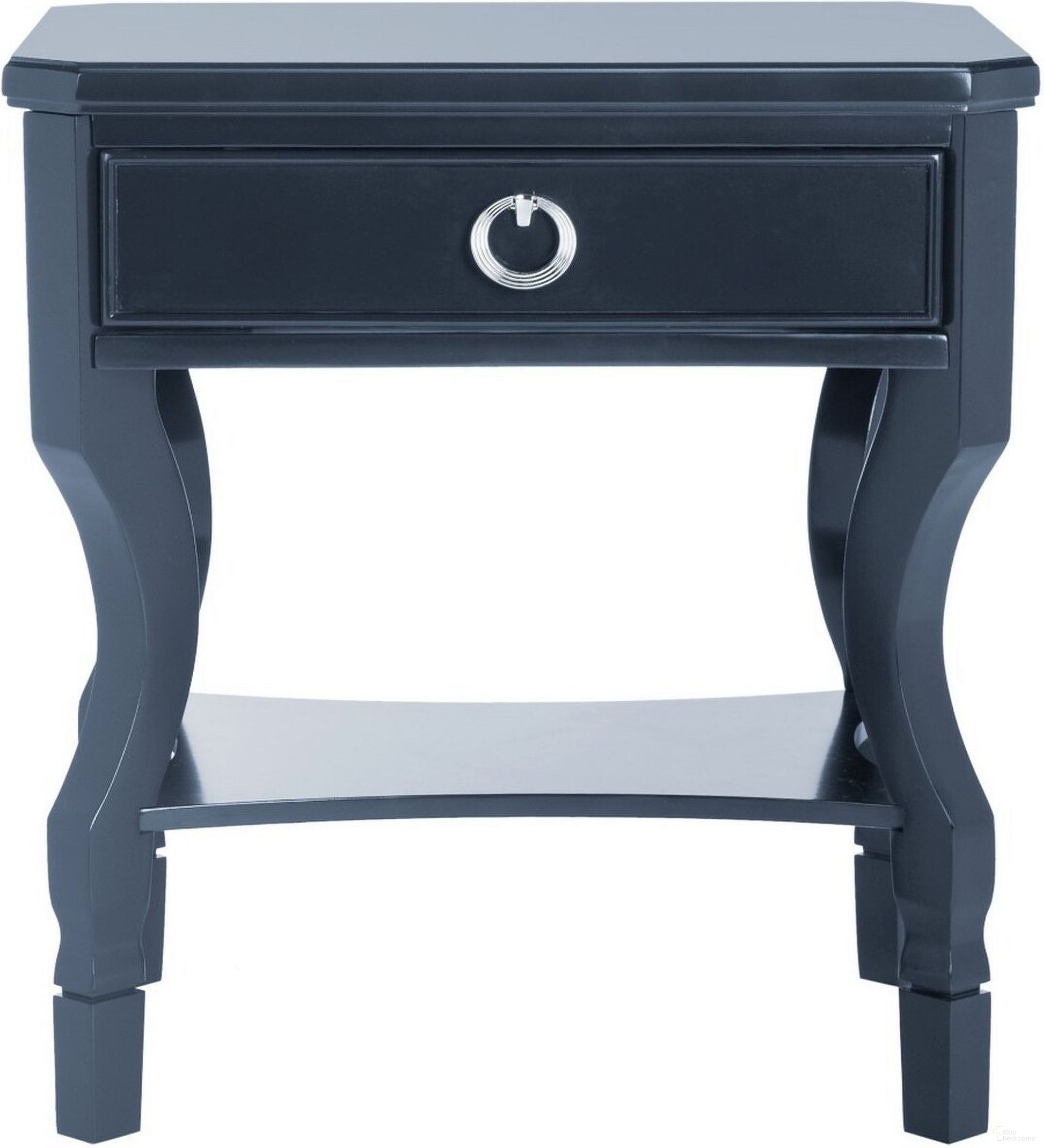 The appearance of Alaia Navy One Drawer Nightstand designed by Safavieh in the traditional interior design. This navy piece of furniture was selected by 1StopBedrooms from Theron Collection to add a touch of cosiness and style into your home. Sku: FOX6275D. Material: Iron.