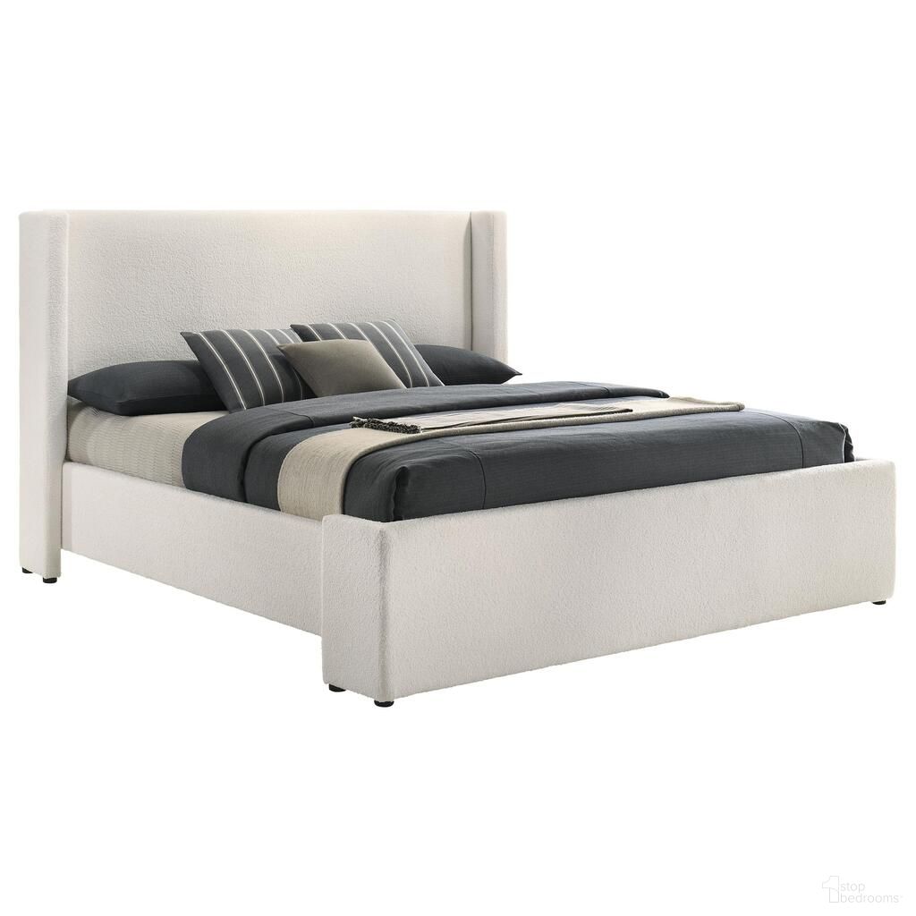 Alamosa Boucle Upholstered Eastern King Platform Bed In White