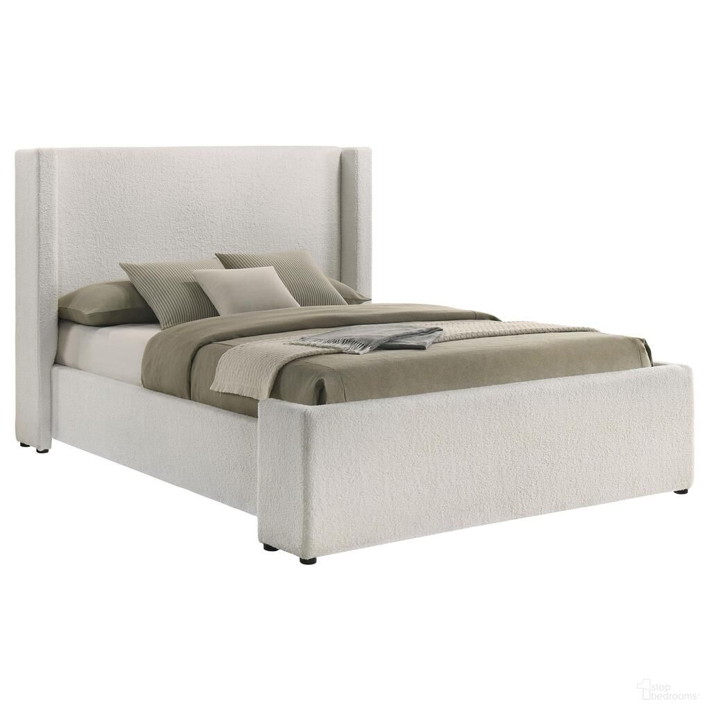 Alamosa Boucle Upholstered Queen Wingback Bed In White