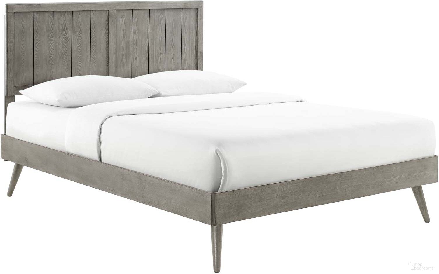 Alana Full Wood Platform Bed With Splayed Legs MOD-6619-GRY