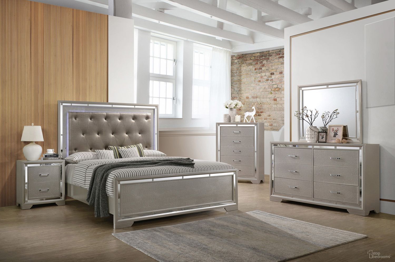 The appearance of Alana Panel Bedroom Set designed by Glory in the traditional interior design. This champagne piece of furniture was selected by 1StopBedrooms from Alana Collection to add a touch of cosiness and style into your home. Sku: G6800A-FB;G6800-N-Nightstand. Bed Type: Panel Bed. Material: Wood. Bed Size: Full.