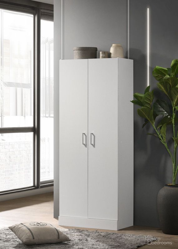 Alara 60 Inch Simplistic Double Door Storage Cabinet In White