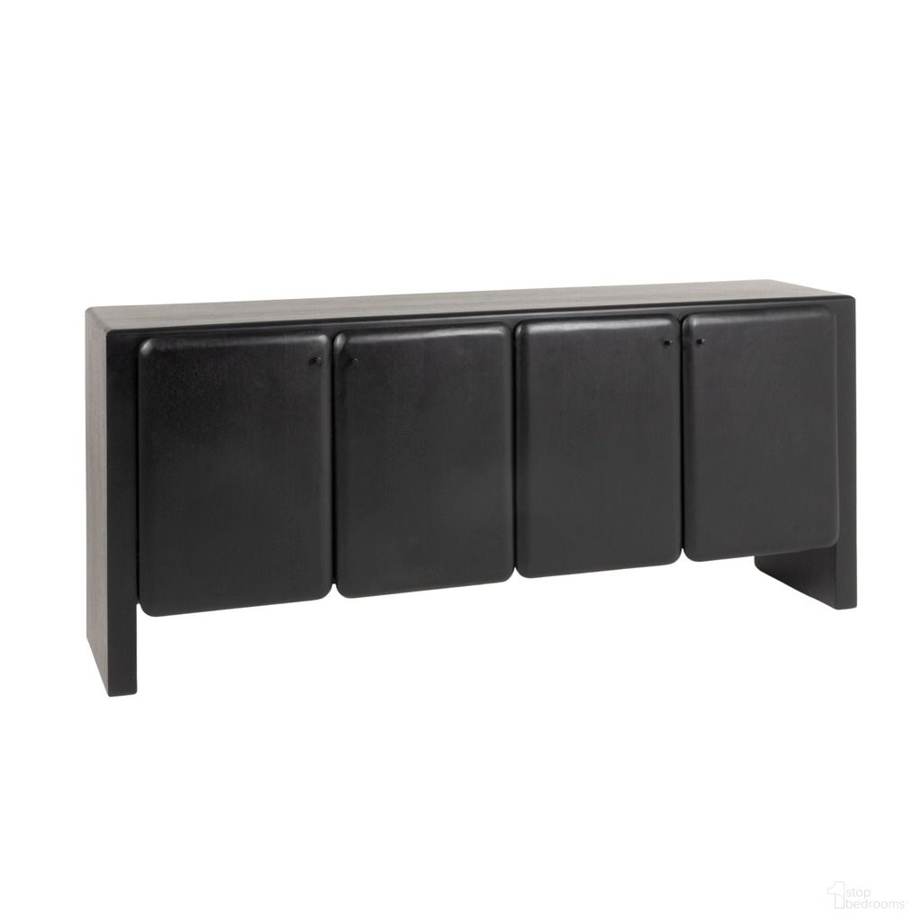 Alaric Mango and Acacia Wood Sideboard with 4 Doors In Black
