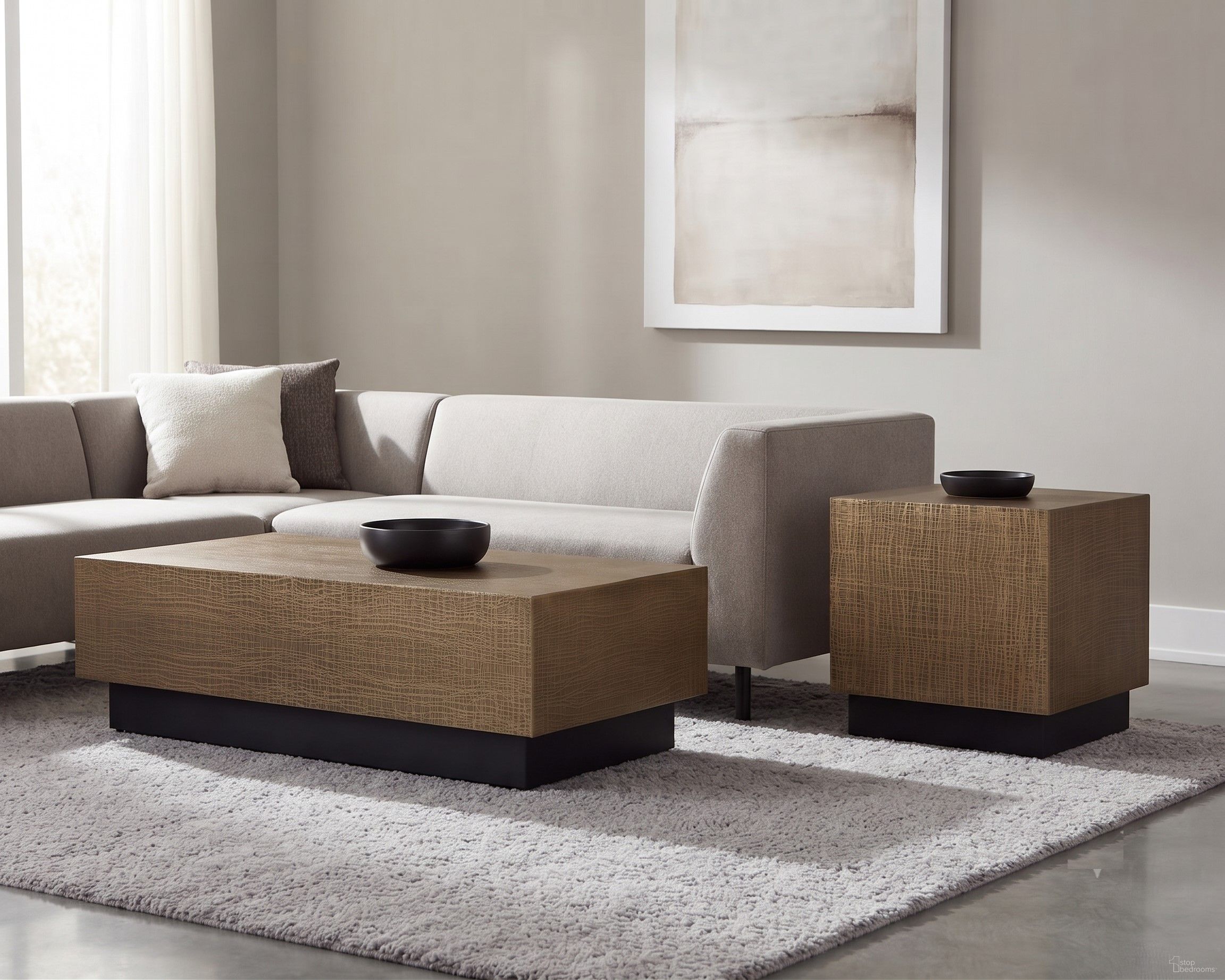 Albans Occasional Table Set In Brass and Black