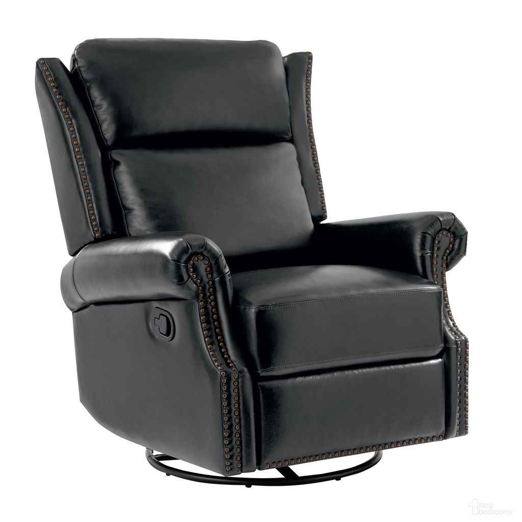 The appearance of Albert Genuine Leather Manual Swivel Glider Recliner In Black designed by Karat Home in the modern / contemporary interior design. This black piece of furniture  was selected by 1StopBedrooms from Albert Collection to add a touch of cosiness and style into your home. Sku: RCLB1132-BLK. Material: Genuine Leather.