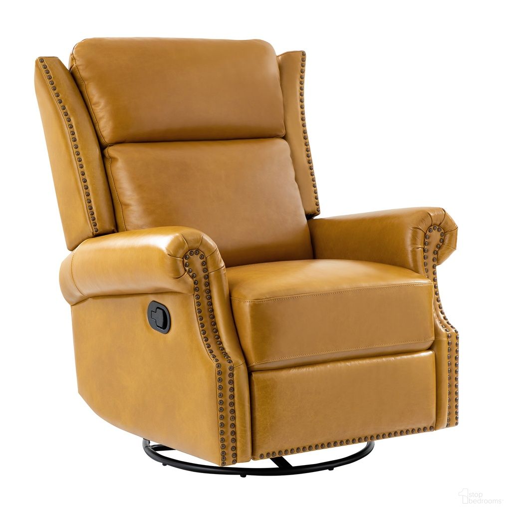 Albert Genuine Leather Manual Swivel Glider Recliner In Camel