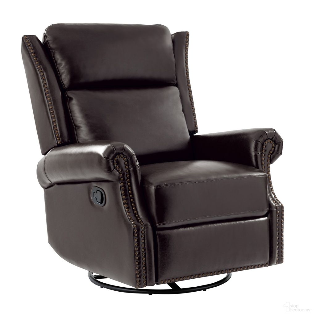Albert Genuine Leather Manual Swivel Glider Recliner In Espresso